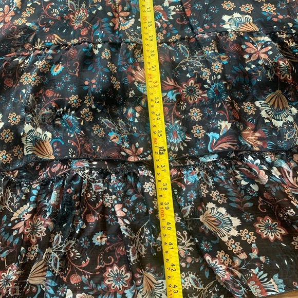 ELENA BALDI Italy Silk Blend Floral V-neck Long Sleeve Hi Low Hem Dress Size Med - Picture 8 of 12